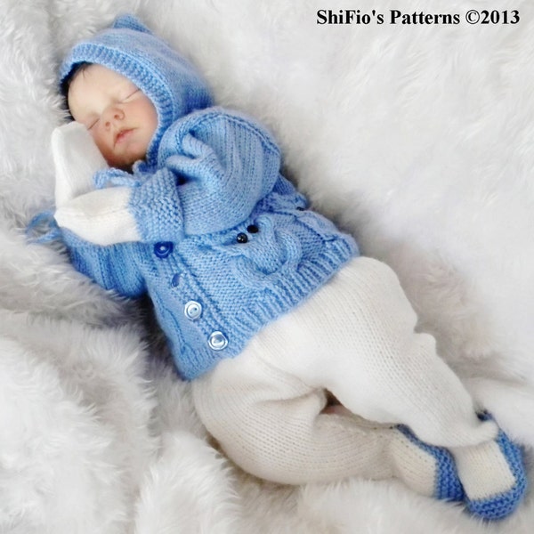 KNITTING PATTERN For Owl Cable Jacket, Leggings & Mittens in 2 Sizes PDF 243 Digital Download