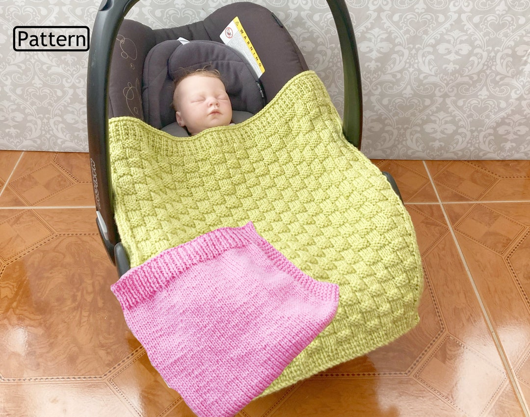 Knitting Pattern Knitted Babies Car Seat Blanket Pattern 2 Designs