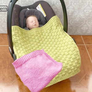 Knitting Pattern - Knitted Babies Car Seat Blanket Pattern - 2 Designs Included - Moses Basket Blanket Pattern - KP664