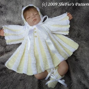 CROCHET PATTERN For Pleated Matinee Jacket, Bonnet & Booties PDF 104 Digital Download