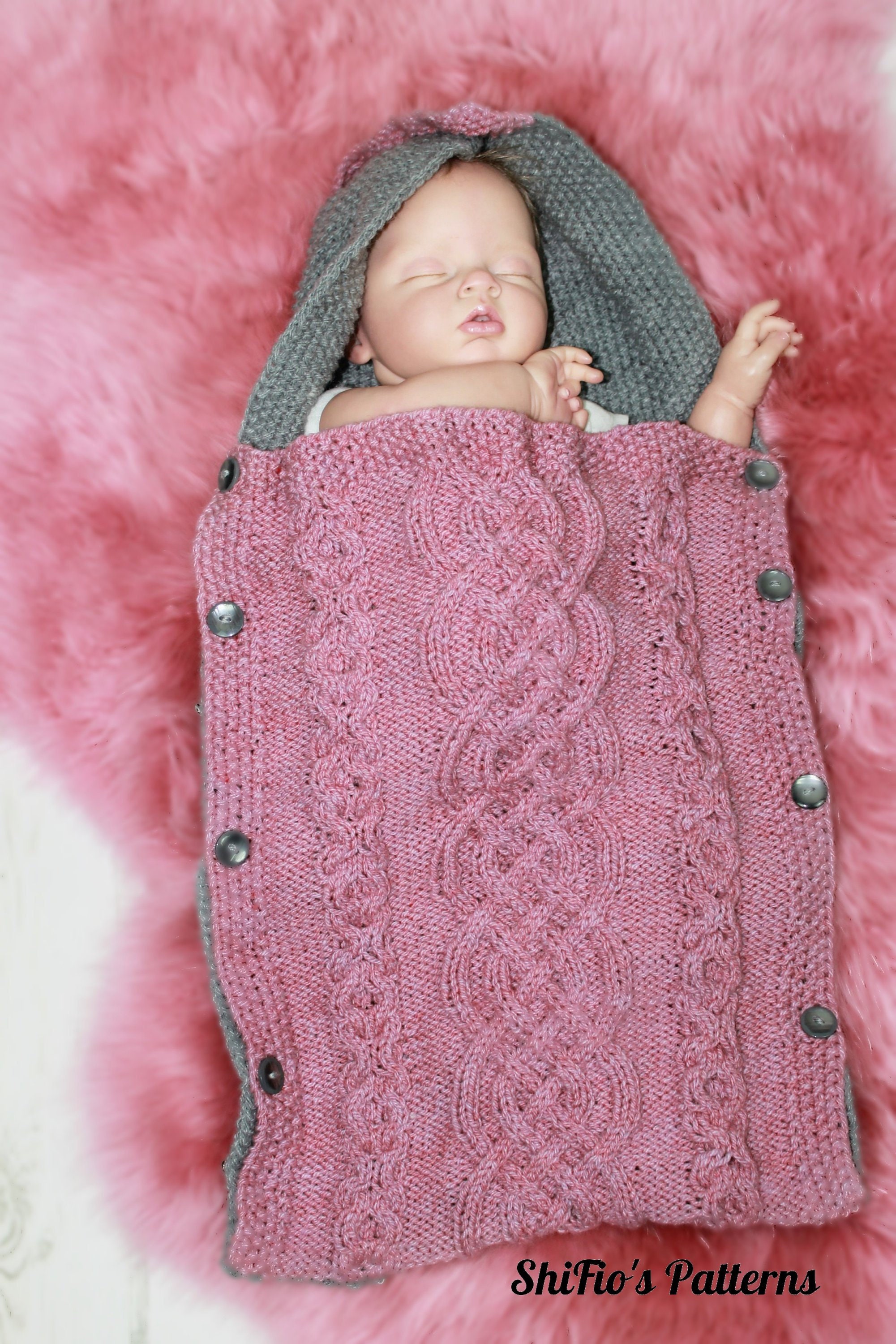 Knitting Pattern for Baby Sleeping Bag - Cocoon - Papoose - Hooded ...