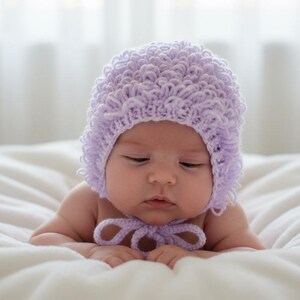 Crochet Baby Bonnet Pattern PDF | Newborn Loopy Stitch Hat | Vintage Style Baby Shower Gift | Easy DIY Crochet Pattern 209 image 9