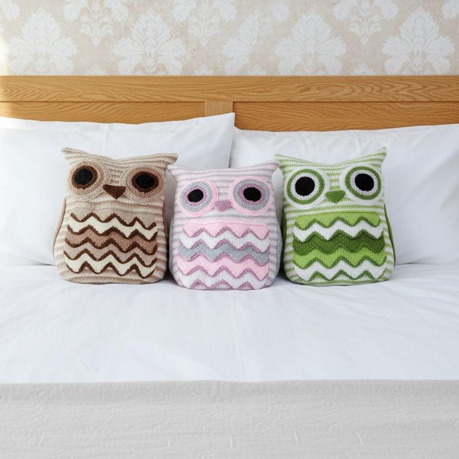 KNITTING PATTERN for Owl Cushion Cover - Knitted Owl Pillow Cover - Owl ...