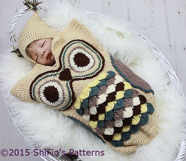 Crochet Pattern Crochet Owl Pattern Baby Owl Pattern Owl Cocoon Pattern Baby Crochet Owl Pattern 3 Sizes CP245 PDF image 4