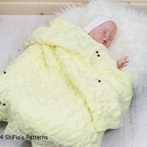KNITTING PATTERN For Baby Owl Cable Blanket - Baby Afghan Knitting Pattern - Baby Knitting Pattern - PDF - KP246