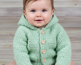 Crochet Pattern - Baby - Unisex - Boy - Girl - Hooded Jacket - 5 Sizes - preemie to 1 year -Instant Download - USA & UK terms - CP206