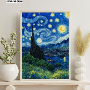 Vincent Van Gogh | The Starry Night | Van Gogh Painting | Van Gogh Print | The Starry Night Canvas | Vintage Print | Digital Download
