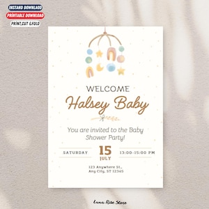 Invito per baby shower neutro / Modello per baby shower arcobaleno boho / Invito per baby shower neutro / Invito Cielito Lindo