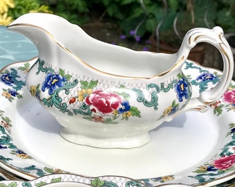 1930s Booths Floradora A8042. Colourful Floral Tea and Dinner Ware - Gravy Boat / Sauce Jug