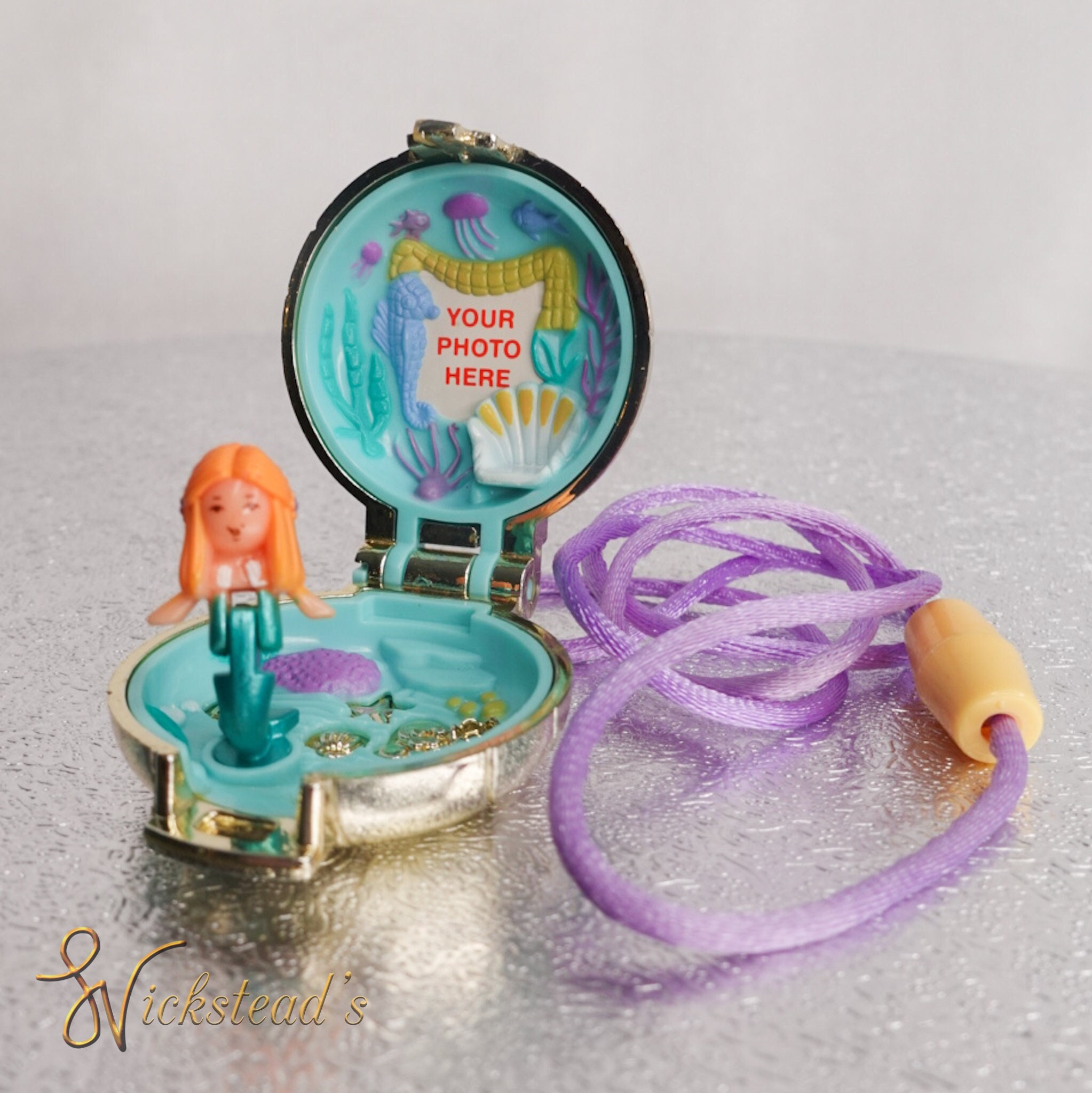 Extremely Rare Complete Vintage Polly Pocket, Polly Pocket Seashine Mermaid  Locket Polly Pocket Vintage During Mermaid Gold 