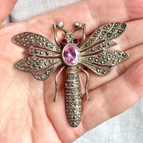 Extra Large Statement Dragonfly Sterling Silver Set With