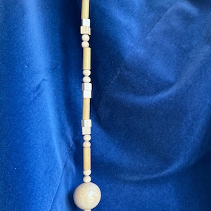 Wooden Beads Light Pull Cord / Hanging Decoration. Natural Light Beech Polished Solid Wood Beads Strong Nylon Cord. Fully Beaded.