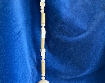 Wooden Beads Light Pull Cord / Hanging Decoration. Natural Light Beech Polished Solid Wood Beads Strong Nylon Cord. Fully Beaded.