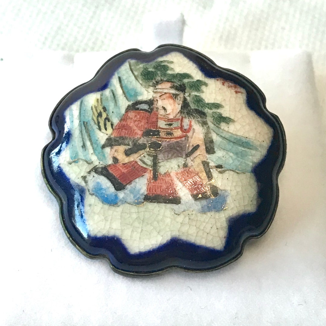 Antique Japanese Satsuma Porcelain in Silver Brooch Etsy