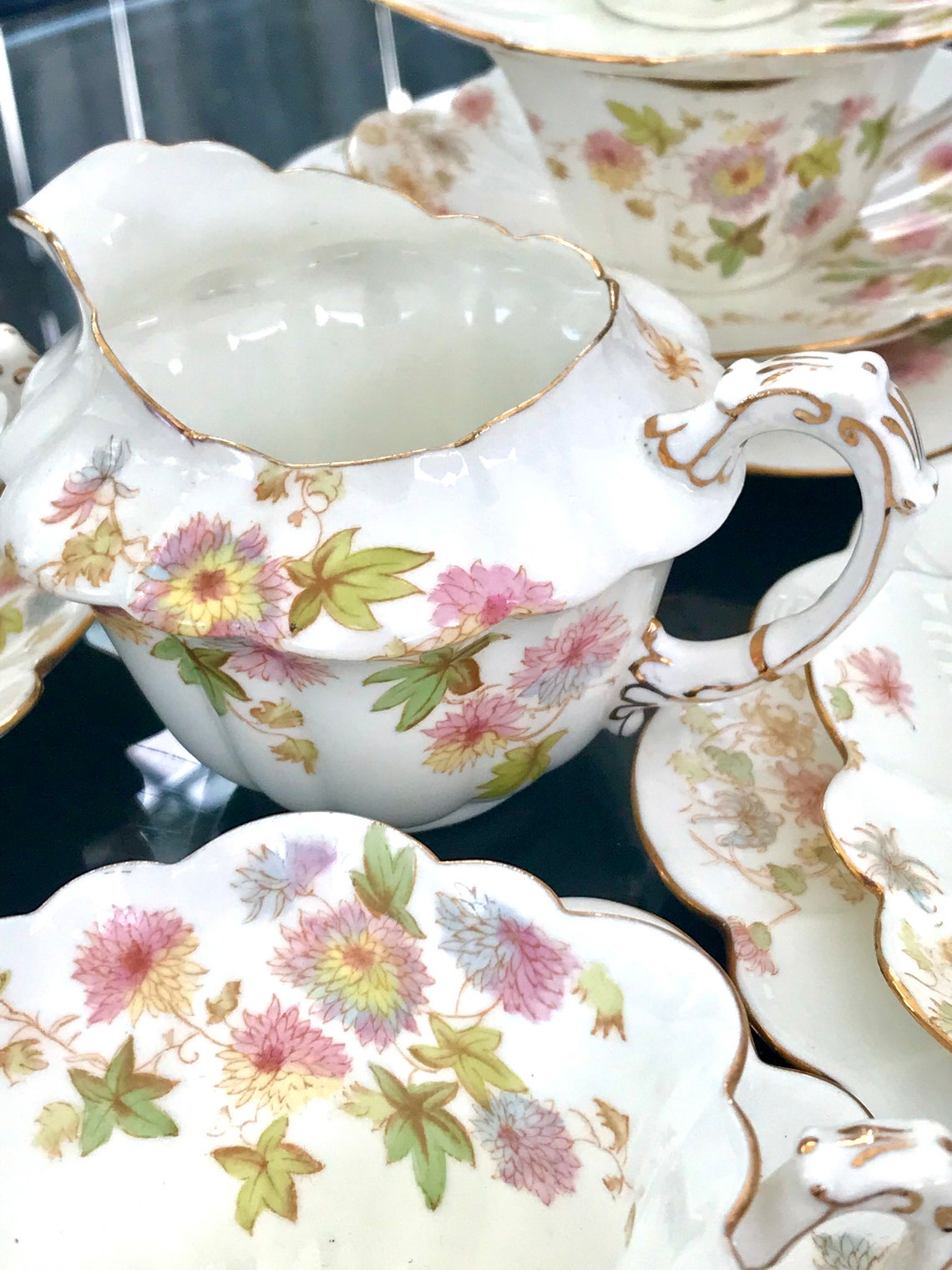 Antique Wileman the Foley China 20 Piece Tea Set. Chrysanthemum Flowers ...