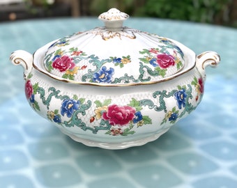 1930s Booths Floradora A8042. Colourful Floral Tea and Dinner Ware - Lidded Tureen