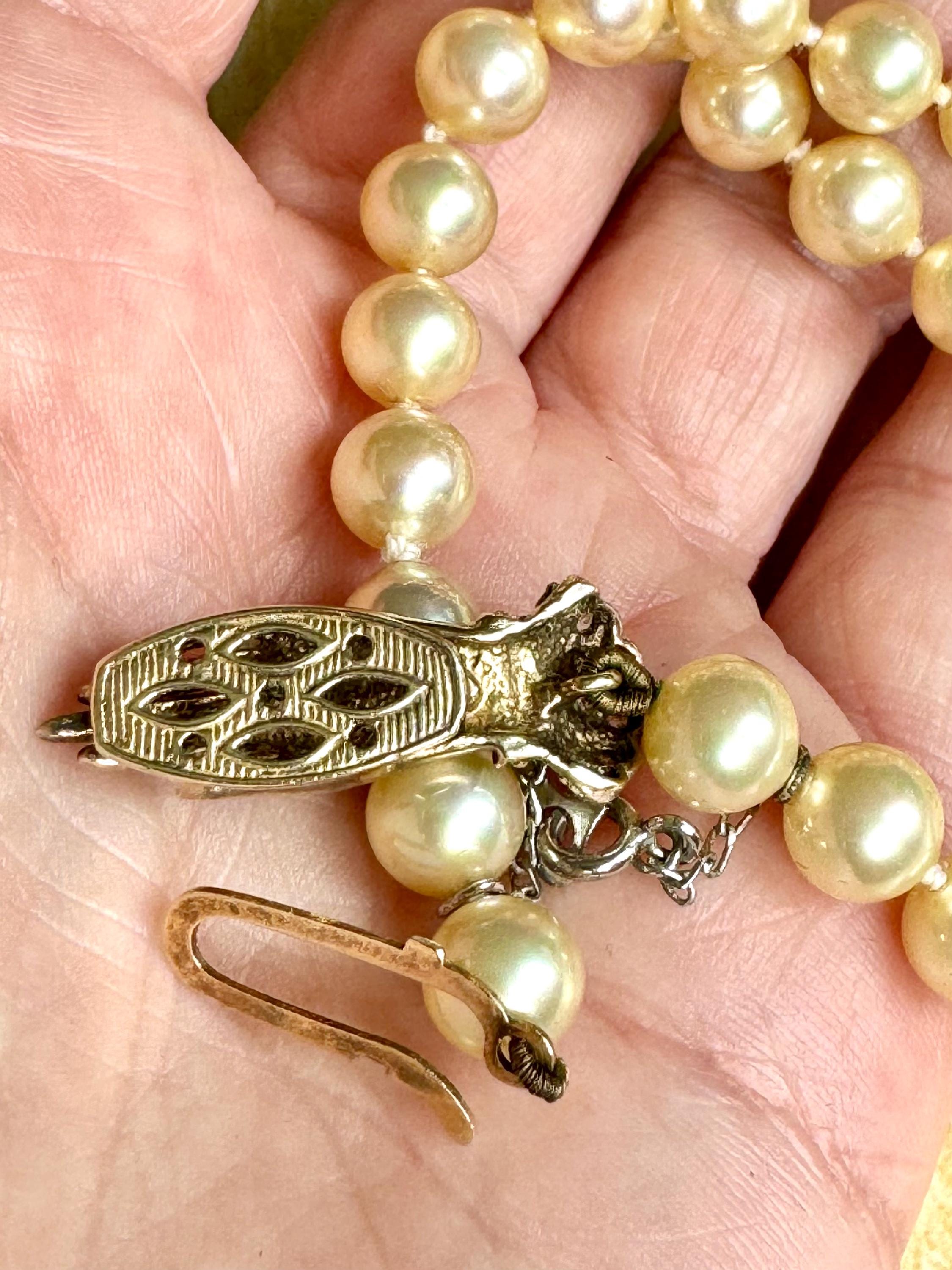 Collier Ancien En Perles Fines Avec Fermoir En Argent Vermeil - Occasion - Pièce Vintage