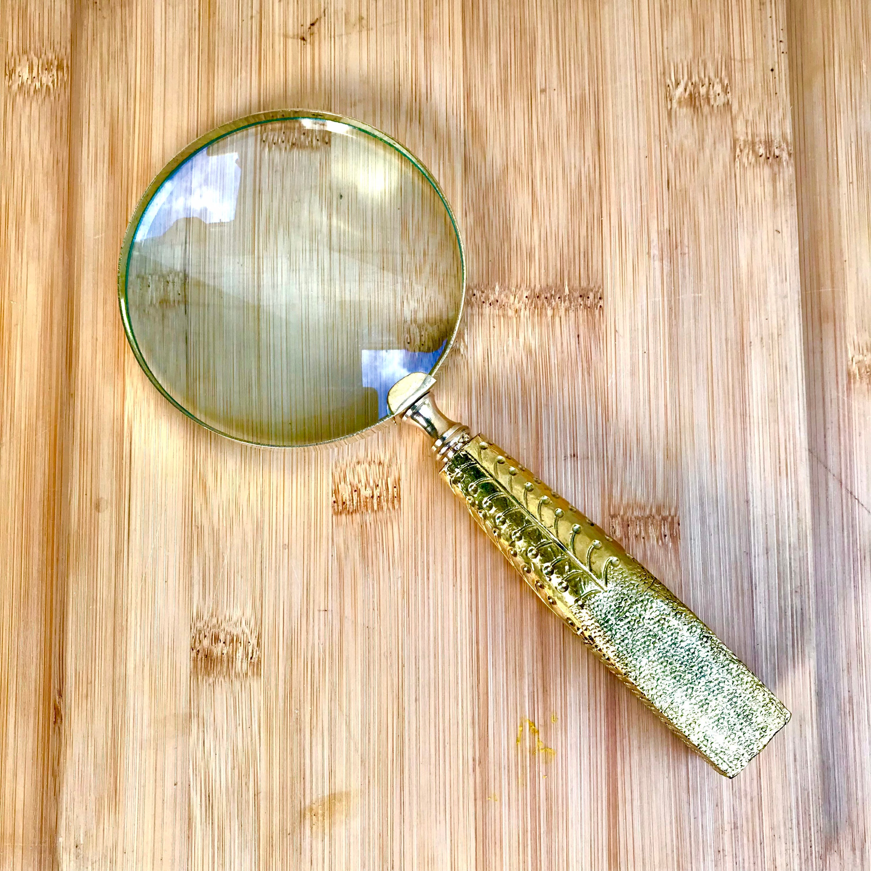 Magnifying Glass on Stand Nautical Brass Handheld Antique Reading Magnifier  Lens