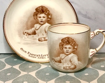 Queen Elizabeth 11 Paragon Baby Cup & Saucer Duo ‘Our Empire’s Little Princess Born 1926’ - Marcus Adams Portrait Photo