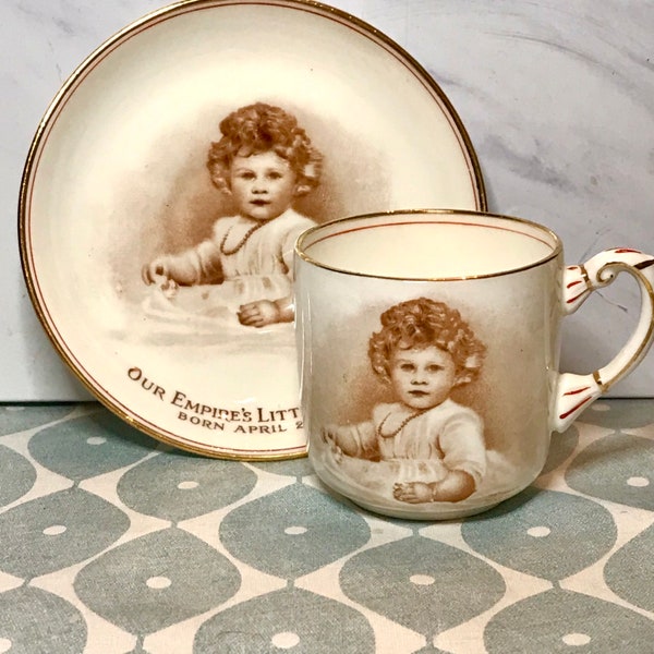 Queen Elizabeth 11 Paragon Baby Cup & Saucer Duo ‘Our Empire’s Little Princess Born 1926’ - Marcus Adams Portrait Photo