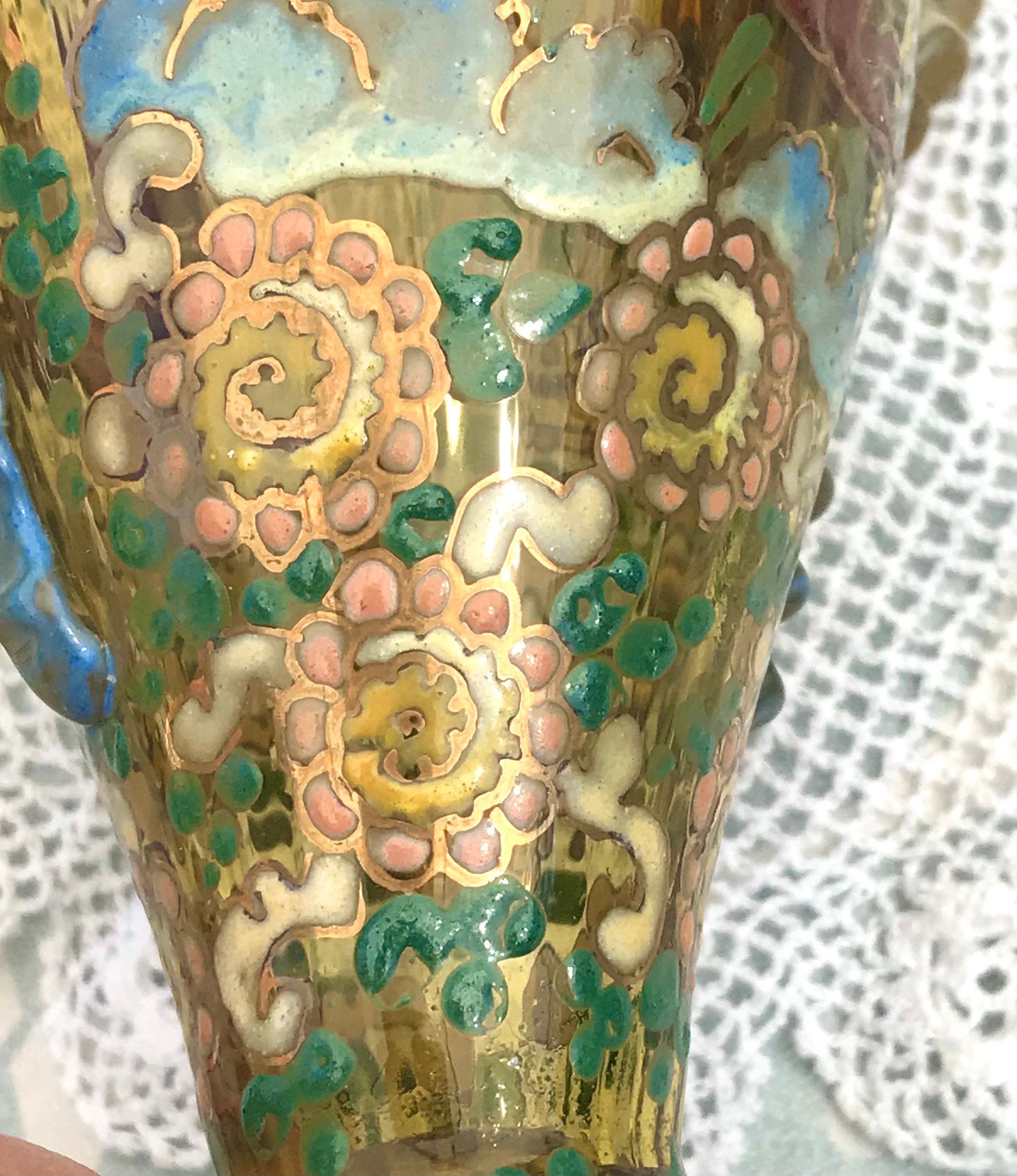 マヨルカガラス　花瓶　スペイン　　吹きガラス　美術民藝　工芸品　アンティーク 4ef50e82c35403feaa72bc6e41ed0e