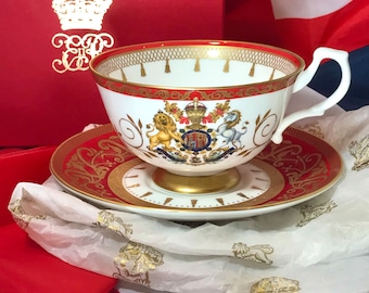 イギリス ゴールデンジュビリー エリザベス女王在位50周年記念 カップ・ソーサー 限定セール，定番】 エインズレイ エリザベスII 女王 女王即位50周年