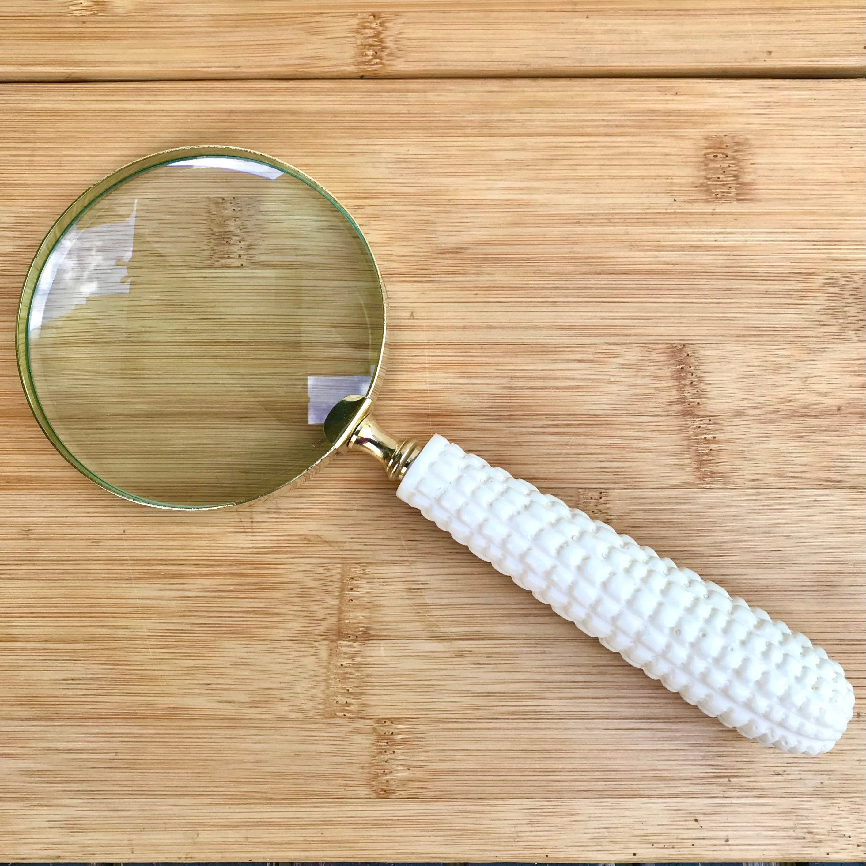 Large Magnifying Glass With a Spiral Twist Handle & Sterling Silver Rim 