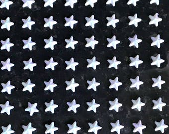 100 x 4mm Self Adhesive Opaque White Star Shape Faceted Gems for Crafts, Greetings Cards, Invites, Wrapping Paper, Tags, Wedding Favours