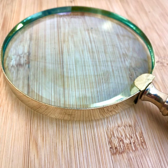 Large Handheld Magnifying Glass Gold Metal With 10cm Round Lens Vintage  Style Embossed Handle Overall Length 23.5cm / 9 1/4 