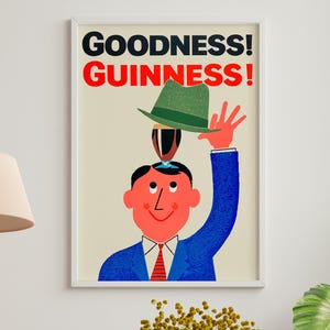 Vintage Guinness Poster, Retro Beer Art Print, Irish Pub Wall Decor, Vintage Beer Poster, Guinness Advertisement, Ireland Bar Print