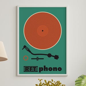 Vinyl platenspeler Art Print, retro platenspeler poster decor, muziekliefhebber geschenken, platenspeler poster, vinylplaten print, vintage platenkunst