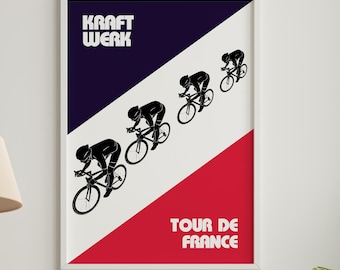 Tour de France Album Cover Poster, Kraftwerk Art Print, Cycling Wall Art, Electronic Music Decor, Gift for Cyclist