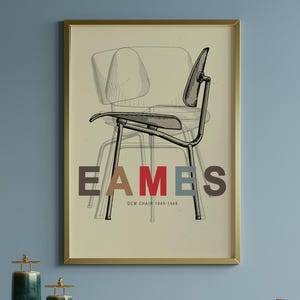Eames Lounge Chair Poster, Bauhaus Mid Century Print, 1950s Furniture Art, Eames Era Decor for  Midcentury-Modern wall art Lovers