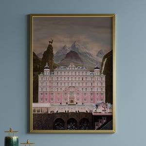 Wes Anderson Movie Poster, Grand Budapest Hotel Art Print, Minimal Film Wall Decor & Cinematic Gift for Movie Lovers