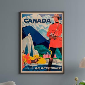 Vintage Canada Travel Print: Canadian Rockies National Park Retro Poster