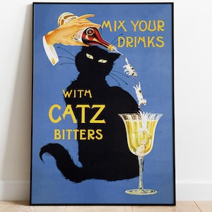 Catz Bitters ポスター - ヴィンテージ Bitters 広告 - カクテル ウォールアート - バーカート装飾 - レトロなアルコール広告 - パブ装飾アート