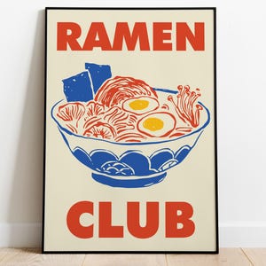 Retro Ramen Kunstdruck, japanische Nudel Poster Geschenk für Liebhaber der asiatischen Küche, asiatisches Essen Kunstdruck, Japandi Kultur Dekor