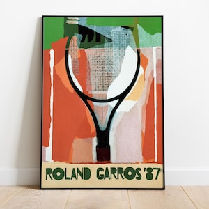 Roland Garros 1987 poster, Tennis Art Print, Gérard Titus-Carmel Poster, Vintage Grand Slam Wall Art, Tennis Fan Gift, Contemporary Home art