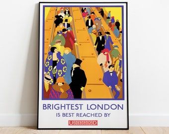 Cartaz do metrô de Londres mais brilhante, impressão de arte de viagem vintage, impressão art déco, decoração para casa, arte de parede de Londres, impressão giclée