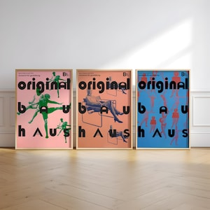 Set of 3 Bauhaus Poster, 3 Piece Wall Art prints, Mid Century Modern Poster Set, Bauhaus Archiv Wall Decor, Modern Line Drawing Art Set