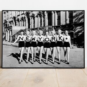 Vintage Photography - Digital file print - New York City Print - Girl Power Wall Art - Chorus Line - Women Dance Troupe - Black White Art