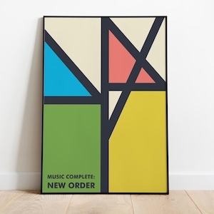 Impresión de la banda New Order, portada completa de álbum de música, póster minimalista Bauhaus, arte mural de mediados de siglo, regalo para fanáticos de la música, decoración retro