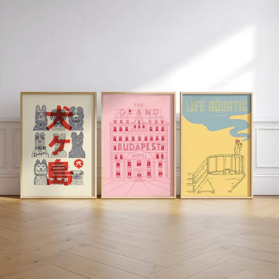 WES ANDERSON Set of Prints Inspired Movie Illustration Posters