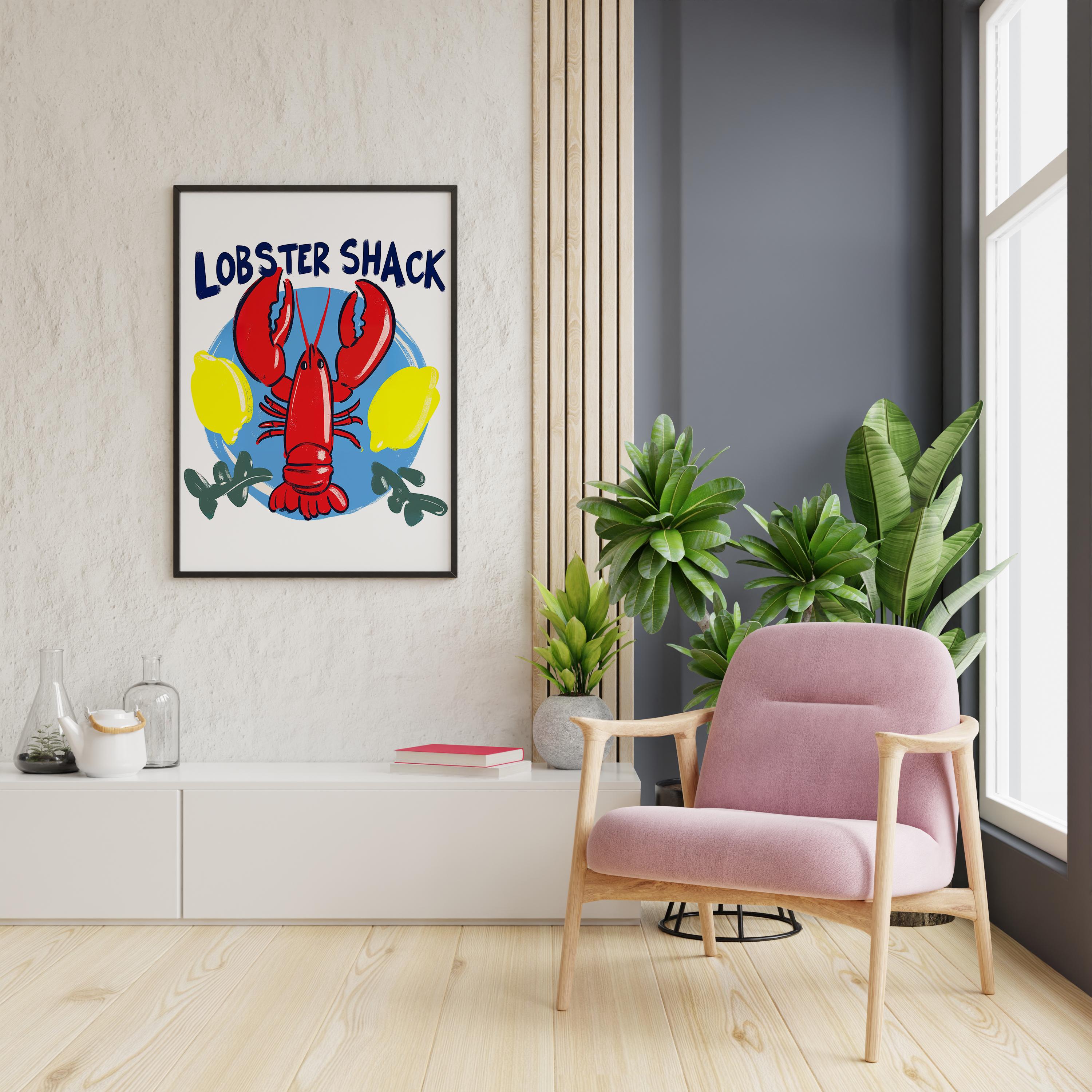 Impression Homard Rouge, Illustration De Vie Marine, Sous La Mer, Art Mural De Galerie, Cuisine, Art De La Mer, Salle à Manger, Décoration Murale, Art De Peinture, Idées De Décoration Murale De