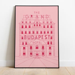 Lámina artística de la película Wes Anderson, póster rosa de El Gran Hotel Budapest, lámina artística de pared femenina