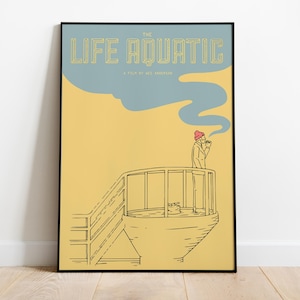 Poster del film Life Aquatic, stampa artistica da parete di Wes Anderson, Bill Murray, Steve Zissou, poster minimalista