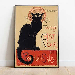 Poster retrò del cabaret Tournee Du Chat Noir, stampa artistica di un gatto nero, arte murale parigina, stampa d'arte francese, decorazione vintage con gatti