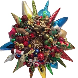 Vintage Christmas ornament krans 17 Inch Duitsland Starburst glanzende Brite