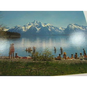 Cartolina d'epoca 34977 del Parco Nazionale del Grand Teton Wyoming Colter Bay Village