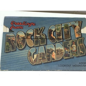 Rock City Gardens Lookout Mountain Postkarte Vintage Fold Out 23376 TN Tennessee